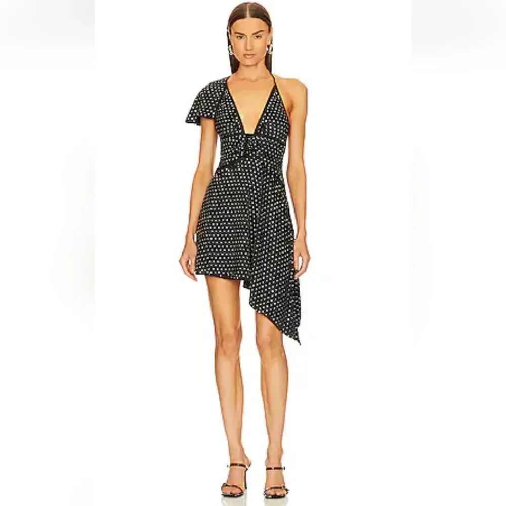 NEW Weworewhat ASYMMETRICAL DRESS WITH CRYSTAL STONES Size 2